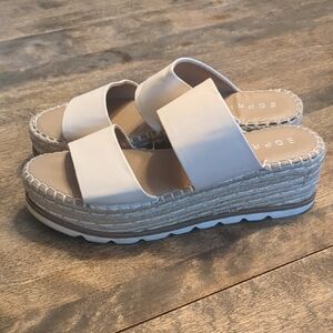 Esprit Cream Espadrille Platform Slide Sandals Size 9